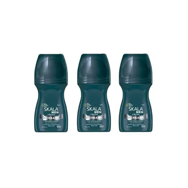 Kit c/3 Unidades de Desodorante Rollon Skala 60ml Men Fresh Urban