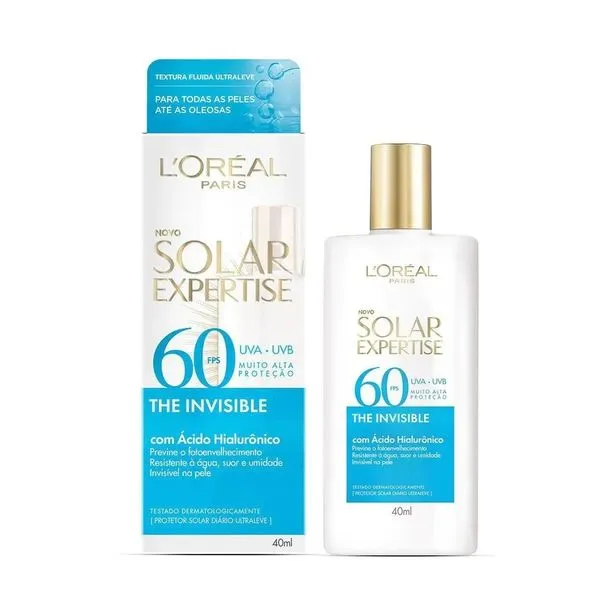 Kit com 2 Unidades de Protetor Solar Facial L'Oréal Paris Solar Expertise The Invisible FPS 60 40ml