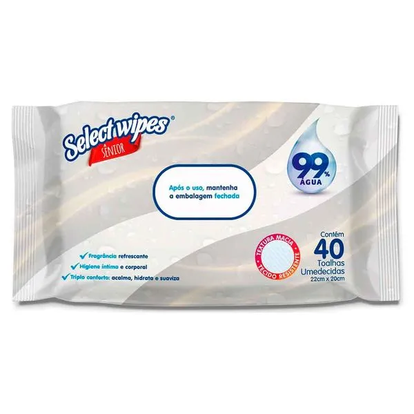 Lenço Umedecido Select Wipes Senior 40 Unidades