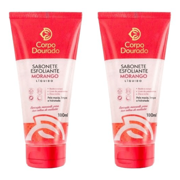 Kit c/2 Sabonetes Esfoliante Corpo Dourado 180ml Morango