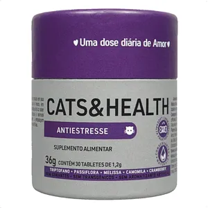 CATS & HEALTH SUPLEMENTO PARA GATOS ANTIESTRESSE 36G COM 30 TABLETES DOGS CARE