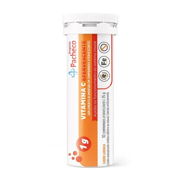 Vitamina C 1g Drogarias Pacheco 10 Comprimidos Efervescentes