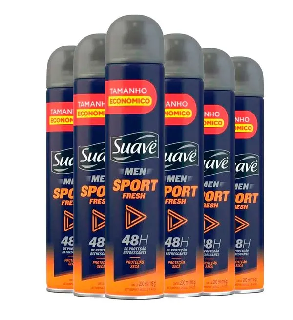 Kit c/6 Unidades de Desodorante Suave Aero Men Sport 200ml cada