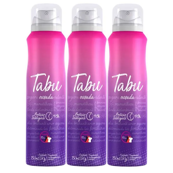 Kit c/3 Unidades de Desodorante Aerosol Tabu 150ml Ousada