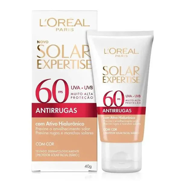Kit com 2 Unidades de Protetor Facial L'Oreal Solar Expertise Antirrugas FPS60 Cor 40g