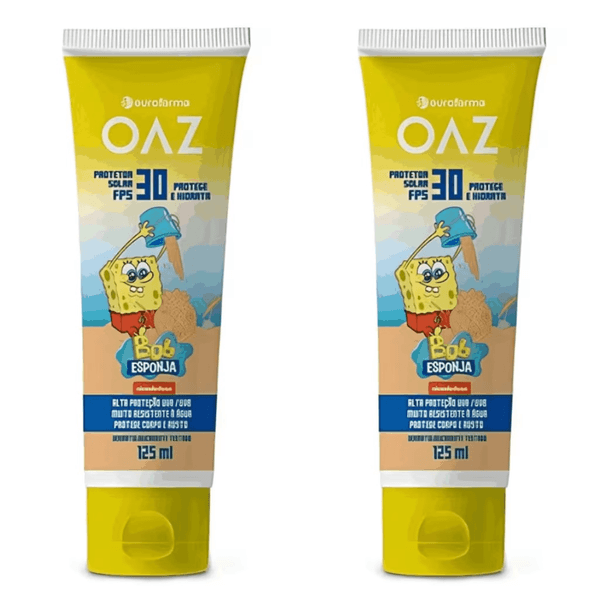Kit com 2 Unidades de Protetor Solar Creme Bob Esponja FPS30 Oaz 125ml