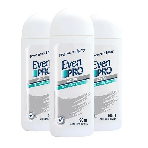 Kit c/ 3 Unidades de Desodorante Spray Even Pro 90ml Active
