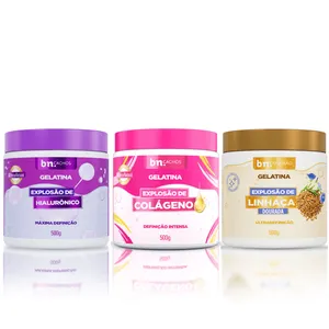 Kit Explosão de Gelatinas Colágeno + Linhaça Dourada + Hialurônico (3 itens) | bn.Cachos