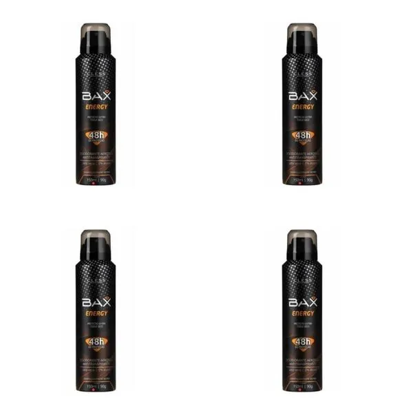 Kit c/4 Unidades de Desodorante Aerosol Bax 150ml Energy Men