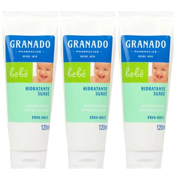 Kit com 3 Unidades de Granado Hidratante Bebê Erva-Doce 120ml