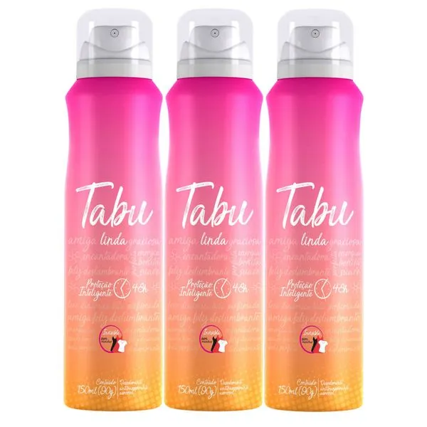 Kit c/3 Unidades de Desodorante Aerosol Tabu 150ml Linda