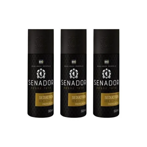 Kit c/3 Unidades de Desodorante Spray Senador 90ml Seduction