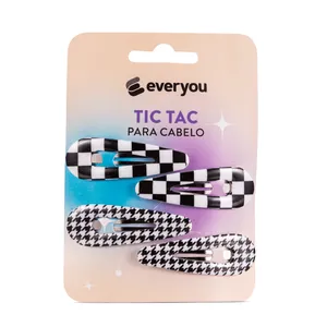 Tic Tac para Cabelo Ever You Preto E Branco 4 Unidades