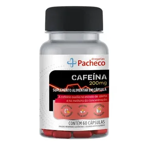 Cafeína 200mg Drogarias Pacheco 60 Cápsulas