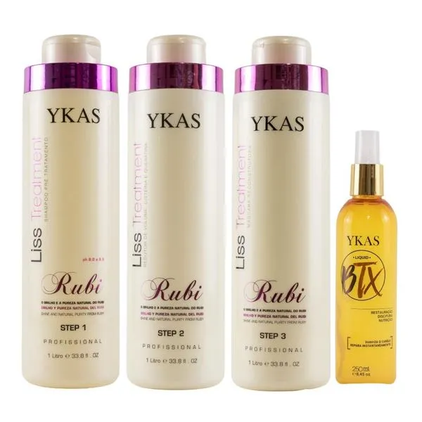 Kit Ykas Escova Progressiva Rubi 3x1L + Ykas Btx Líquid