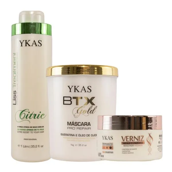 Kit Ykas Btox Capilar 1Kg + Citric 1Kg + Máscara Verniz 250g