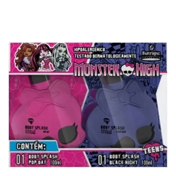 Kit Body Splash Monster High Teens Body Splash Pop Day 100ml + Body Splash Black Night 100ml