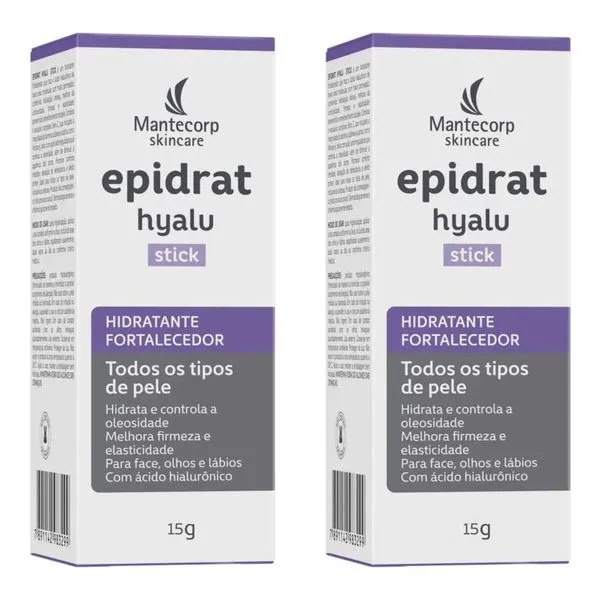 Kit com 2 Unidades de Hidratante em Bastão Mantecorp Skincare Epidrat Hyalu Stick
