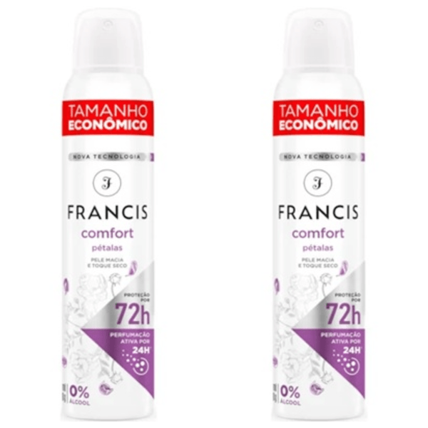 Kit c/2 Unidades de Desodorante Aero Francis 150ml Comfort Petalas/Rosa