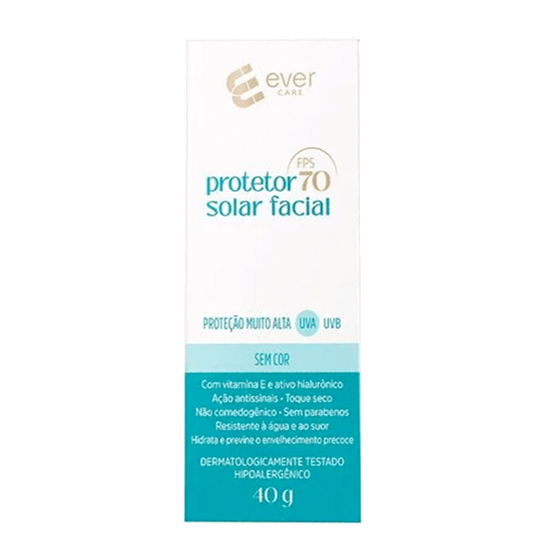 Protetor Solar Facial Ever Care FPS70 Sem Cor 40g Protetor Solar Facial Ever Care FPS 70 40g