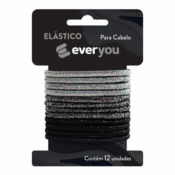 Elástico para Cabelo Ever You Prateado 12 Unidades