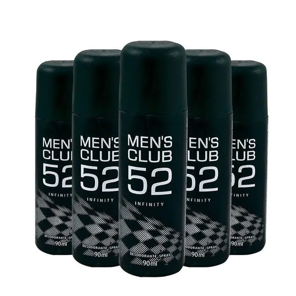Kit c/5 Unidades de Desodorante Spray Mens Club 52 90ml Infinity