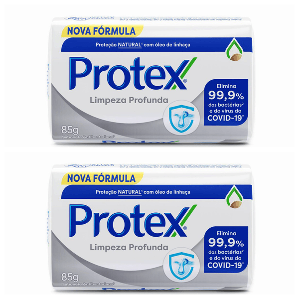 Kit com 2 Unidades de Sabonete em Barra Antibacteriano Original Protex Limpeza Profunda 85g
