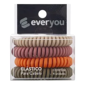 Elástico para Cabelo Ever You Fio de Telefone 4 Unidades