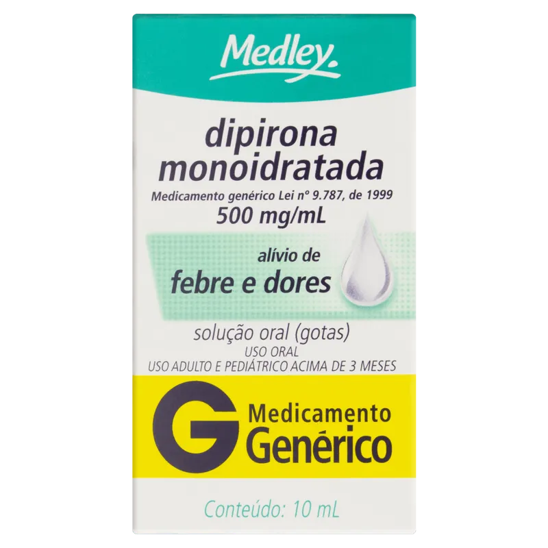 Dipirona Sódica 500mg Solução Oral 10ml - Genérico - Medley