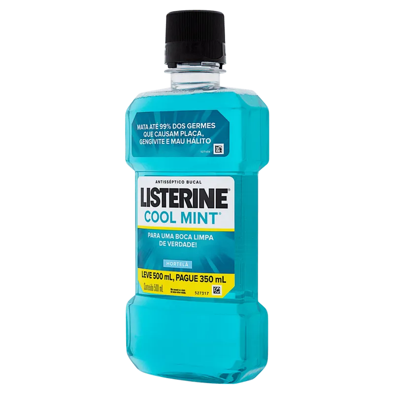 Enxaguante Bucal Hortelã Listerine Cool Mint Frasco Leve 500ml Pague 350ml