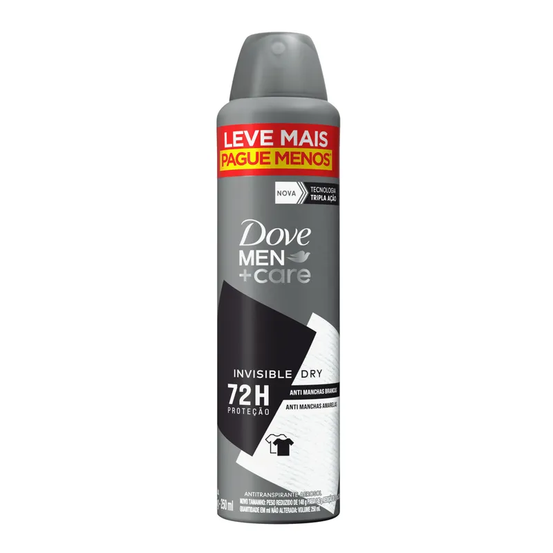 Antitranspirante Aerossol Invisible Dry Dove Men+Care 250ml Spray Leve Mais Pague Menos