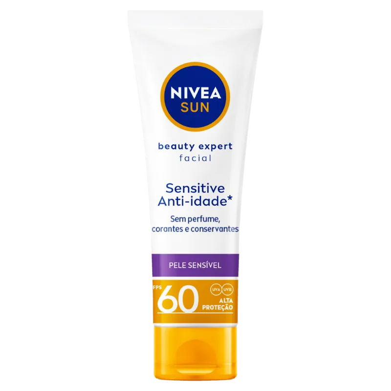 Protetor Solar Facial Sensitive Anti-Idade FPS 60 Nivea Sun Beauty Expert - 50g