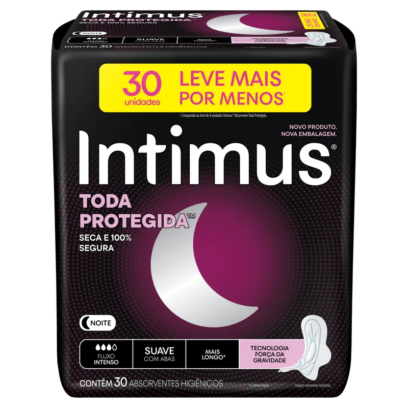 Absorvente Intimus® Noturno Suave C/ Abas - 30 un