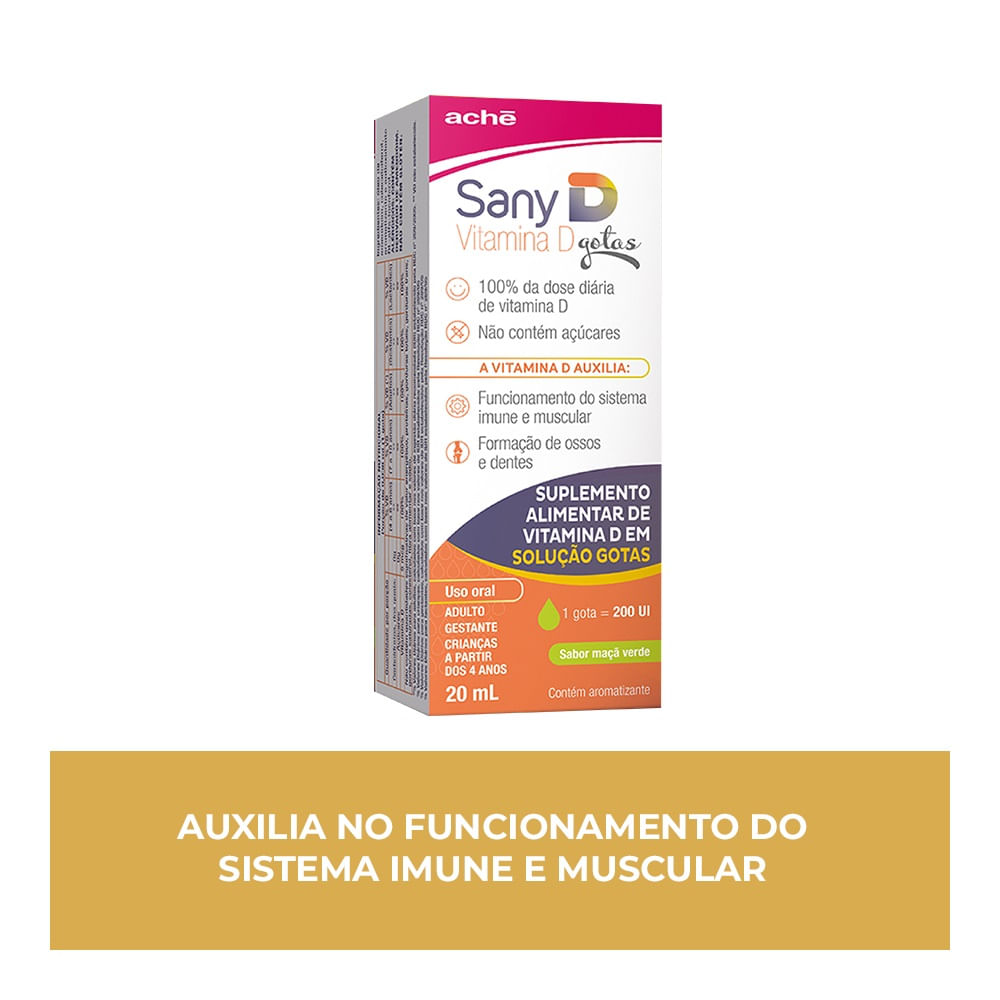 Vitamina D 200UI Sany D Maçã Verde Gotas - 20ml