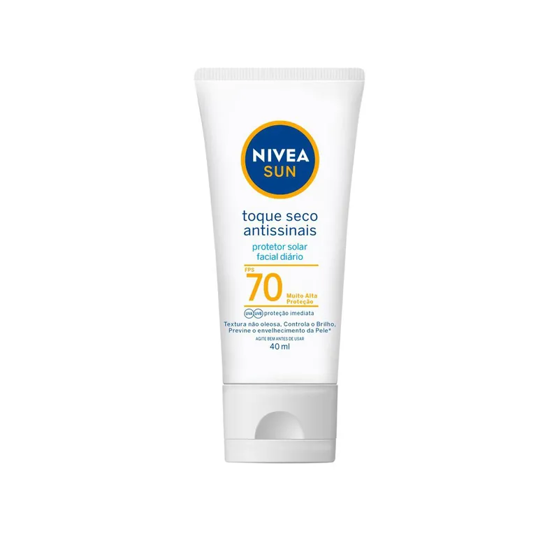 Protetor Solar Facial Toque Seco Antissinais FPS 70 Nivea Sun - 40ml