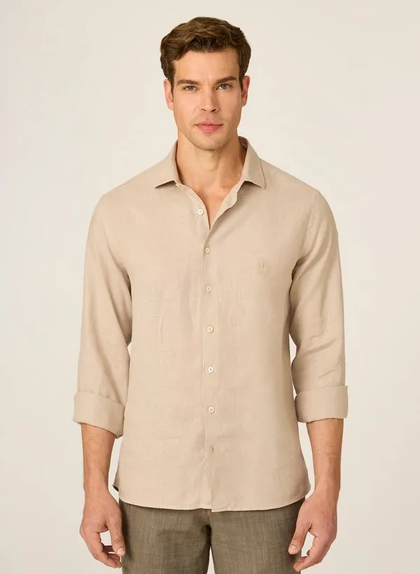 Camisa Slim Fit Linho Tinto Dudalina Masculina 3