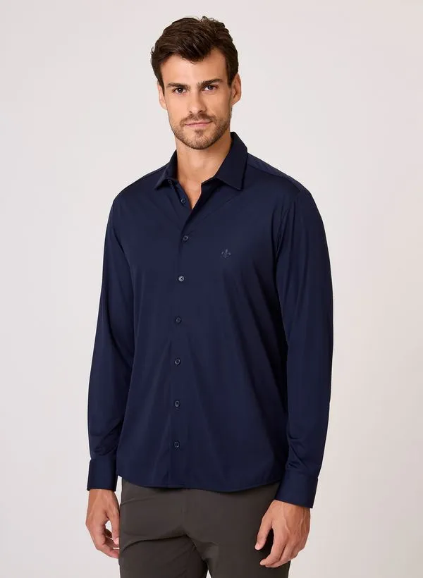 Camisa Slim Fit Performance Maquinetada Seda Dudalina Masculina 42