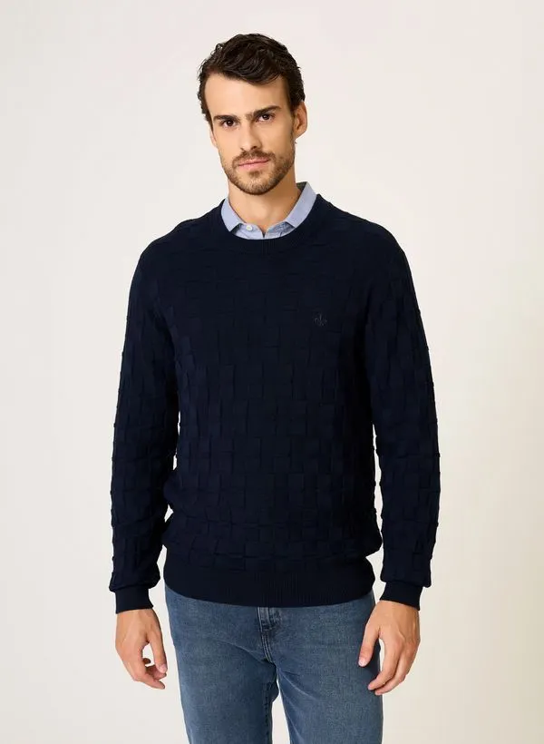 Suéter Tricot Textura Geométrica Dudalina Masculina P