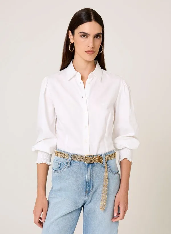 Camisa Slim Fit Jacquard Folhagem Dudalina Feminina 38