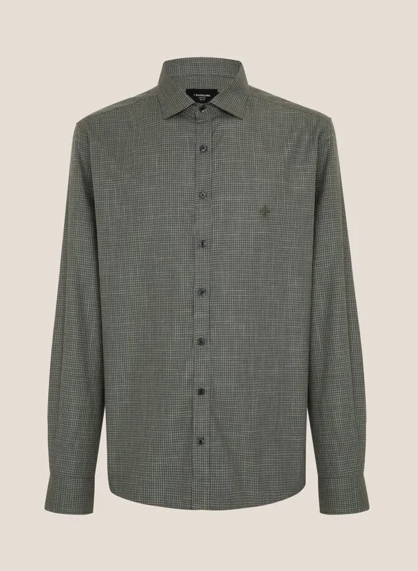Camisa Slim Fit Melangê Vichy Dudalina Masculina 5