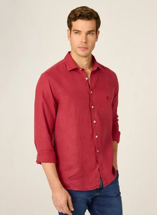 Camisa Slim Fit Linho Tinto Dudalina Masculina 6