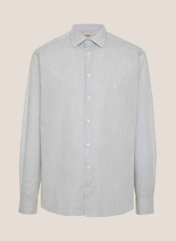 Camisa Slim Fit Tricoline Listrada Dudalina Masculina 42