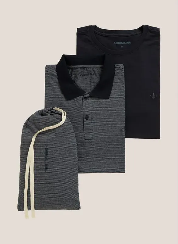 Kit Polo e Camiseta Regular Fit Dudalina Masculina M
