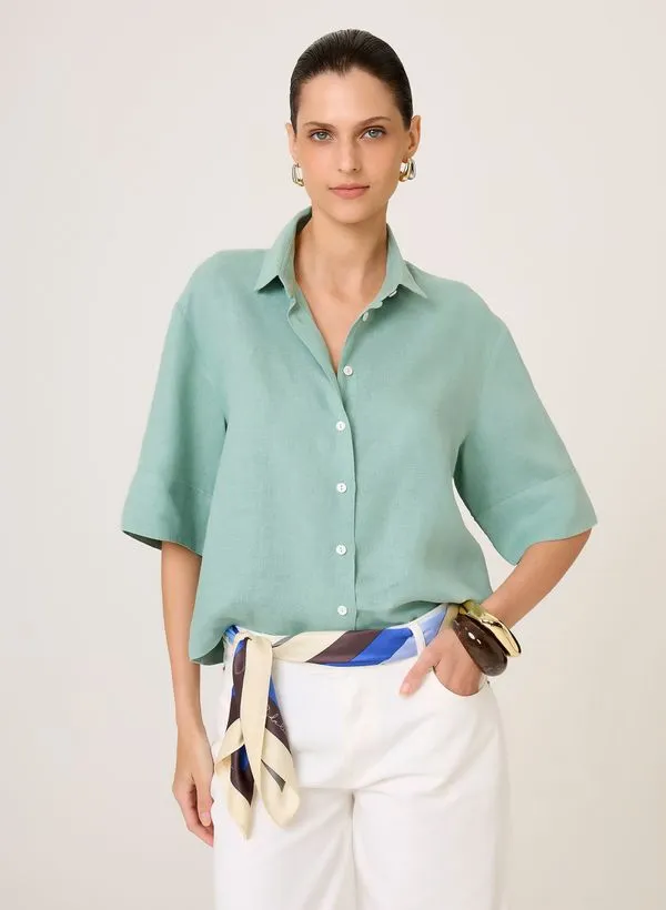 Camisa Special Fit Cropped Linho Dudalina Feminina 40