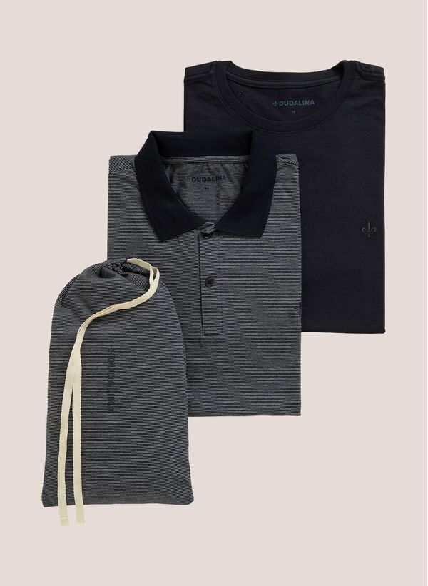 Kit Polo e Camiseta Regular Fit Dudalina Masculina XGG