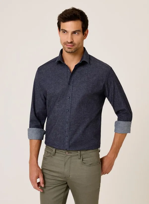 Camisa Jeans Slim Fit Stretch Dudalina Masculina 5