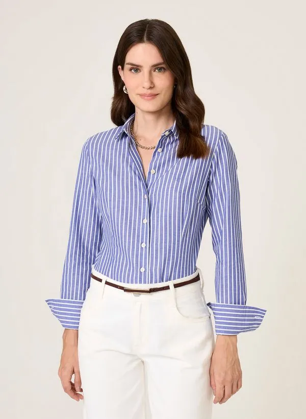 Camisa Slim Fit Listrada Manuela Dudalina Feminina 40