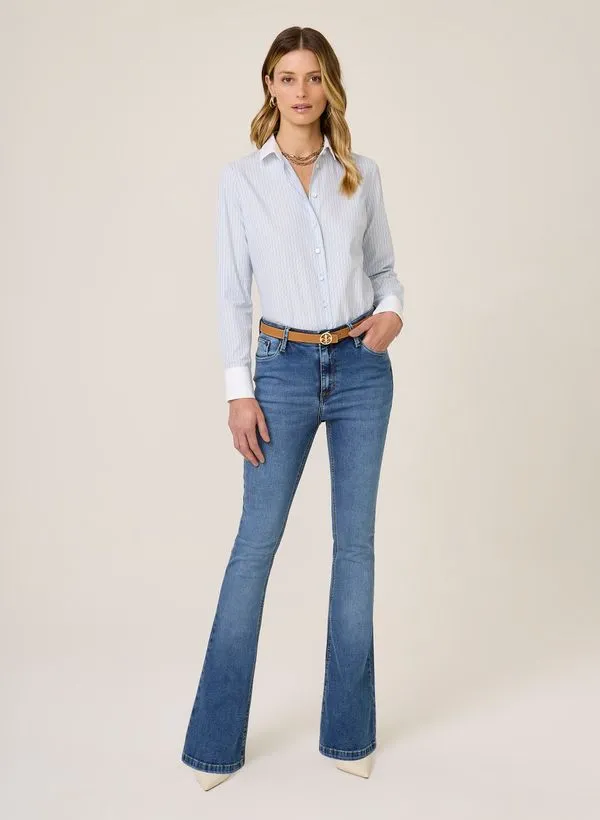 Calça Jeans Flare Demi Curve Denim Dry Dudalina Feminina 40