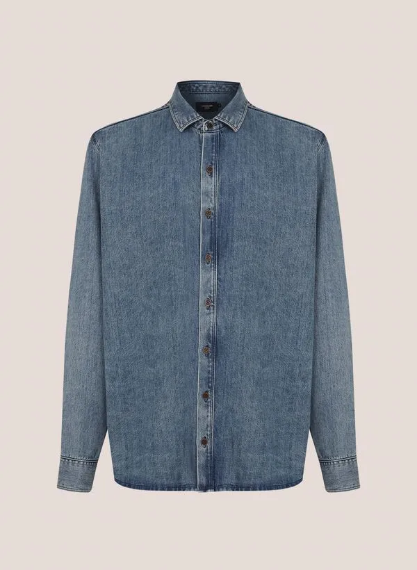 Camisa Jeans Comfort Fit Textura Dudalina Masculina 8