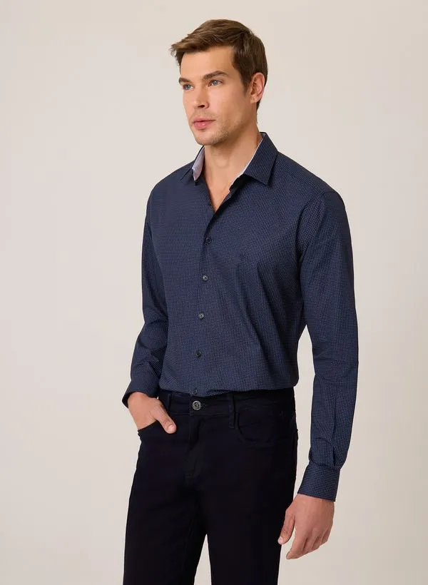 Camisa Slim Fit Mini Print Dudalina Masculina 4